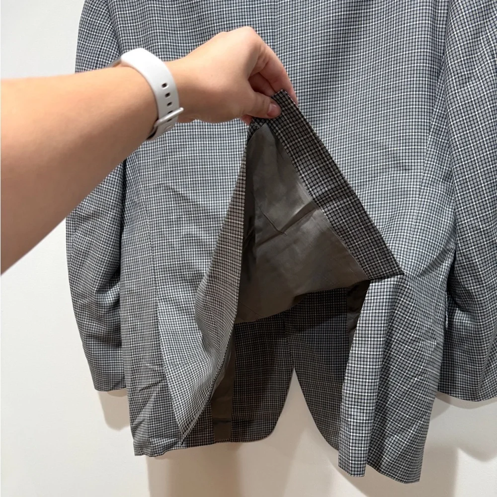 Canali Men’s 100% Wool Single Breasted Houndstooth Blazer US 44R Gray‎ Preppy